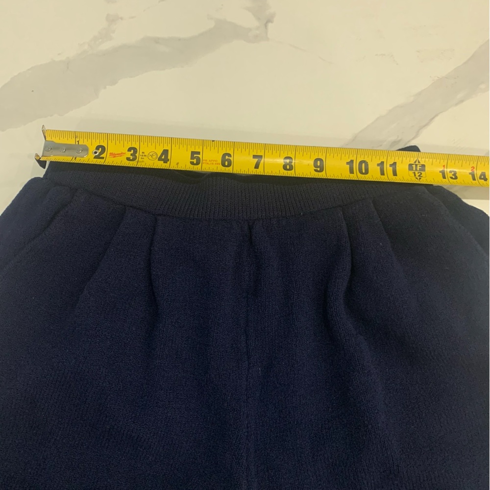 St John By Marie Gray Santana Knit Pants Women 6 Blue Navy Pleated Wool Crop USA - Picture 6 of 10